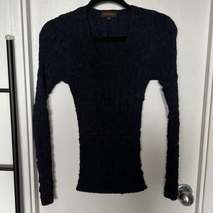 Adolfo Dominguez dark blue crinkle top